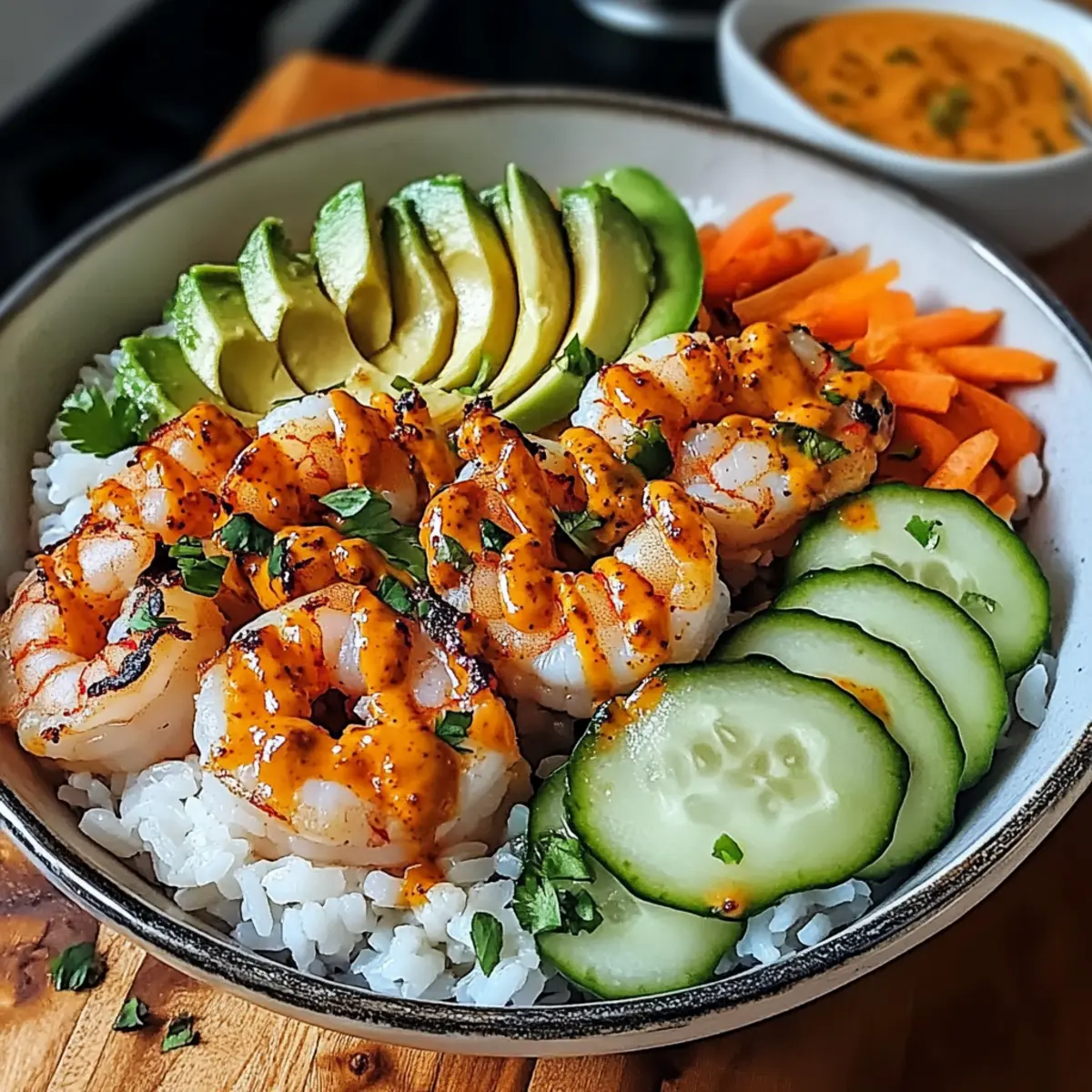 Garnelen Reis Bowls mit scharfem Mayo