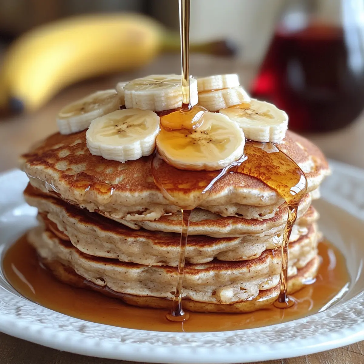 Bananen Haferflocken Pfannkuchen Rezept Zutaten: 2 reife Bananen 1 Tasse Haferflocken 1 Tasse Milch 1 Ei 1 Teelöffel Backpulver eine Prise Salz Zubereitung: 1. Bananen in einer Schüssel zerdrücken. 2. Haferflocken, Milch, Ei, Backpulver und Salz hinzufügen und gut vermischen. 3. Eine Pfanne erhitzen und etwas Öl hinzufügen. 4. Eine Kelle Teig in die Pfanne geben und von beiden Seiten goldbraun backen. 5. Mit Sirup oder Obst servieren.