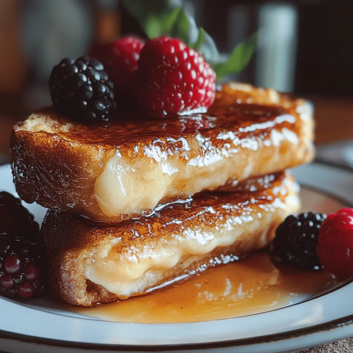 Crème Brûlée French Toast Rezept Zutaten: - 4 Scheiben Brioche-Brot - 4 Eier - 1 Tasse Sahne - 1 Tasse Milch - 1/2 Tasse Zucker - 1 Teelöffel Vanilleextrakt - 1/2 Teelöffel Zimt - Butter zum Braten Anleitung: 1. In einer Schüssel Eier, Sahne, Milch, Zucker, Vanilleextrakt und Zimt verquirlen. 2. Die Brioche-Scheiben in die Mischung tauchen und gut einweichen lassen. 3. Butter in einer Pfanne erhitzen und die eingeweichten Scheiben auf jeder Seite goldbraun braten. 4. Auf Tellern anrichten und nach Belieben mit Zucker bestreuen. 5. Mit einem Bunsenbrenner den Zucker karamelisieren, bis er goldbraun und knusprig ist. 6. Warm servieren.