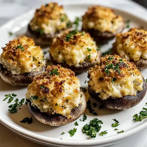Krabbengefüllte Champignons