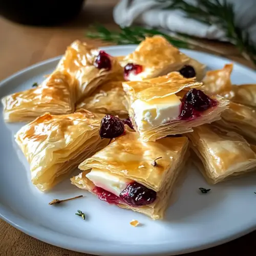 Preiselbeere und Brie Filo Cracker