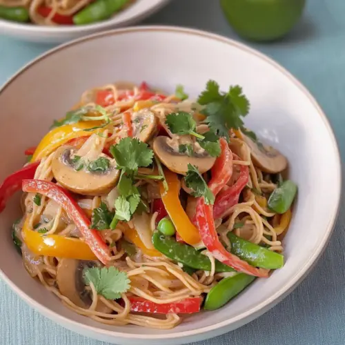 Dinkelnudeln mit Wok-Gemüse und Kokosmilch