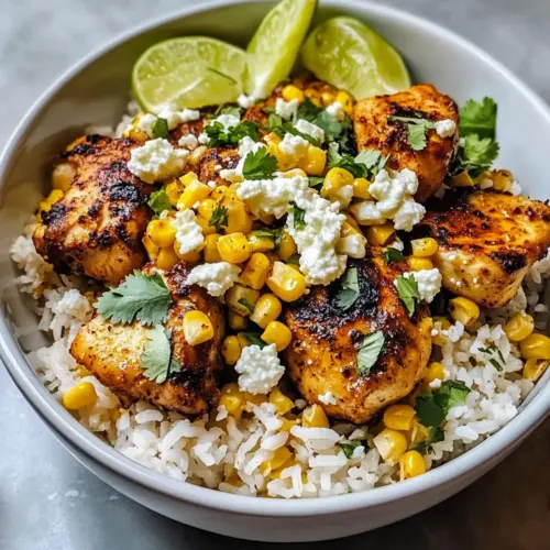 Straßenmais Hühnchen und Reis Schalen