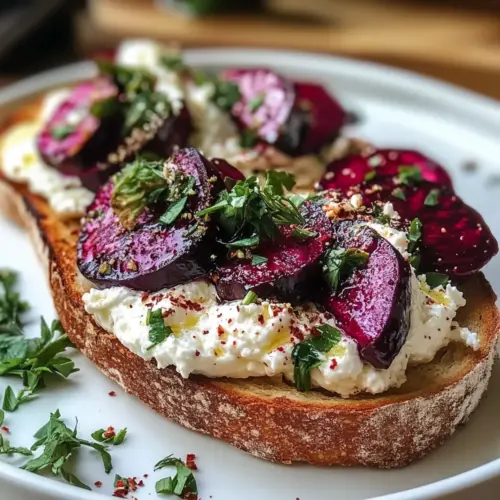 Schlagsahne-Feta und Rote Bete auf Toast