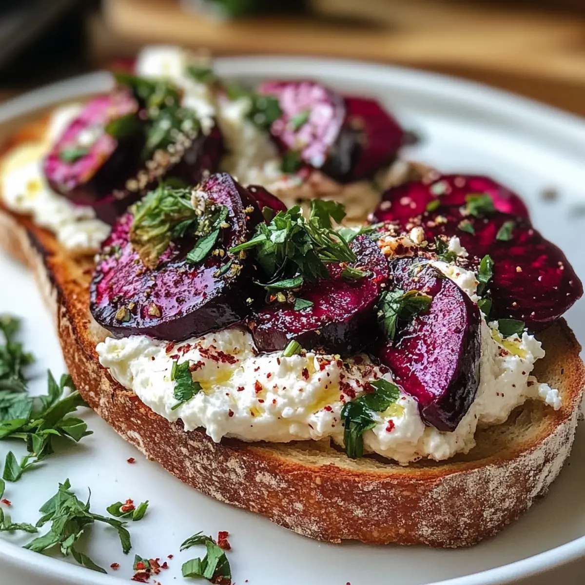 Schlagsahne-Feta und Rote Bete auf Toast