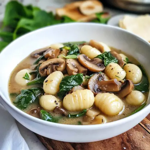 Gnocchi Eintopf mit Spinat und Champignons
