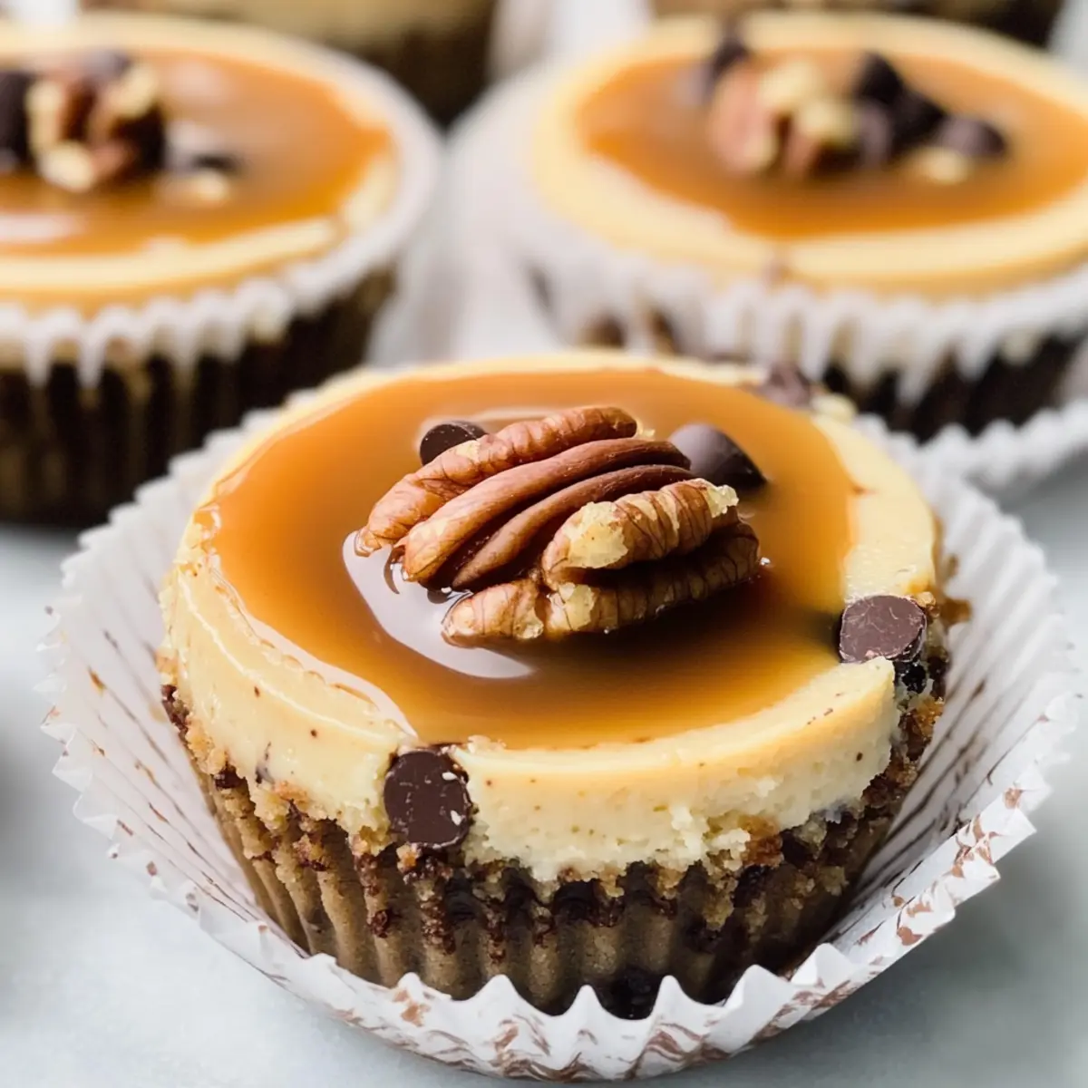 Gesalzene Karamell-Schokoladenstückchen Mini-Käsekuchen